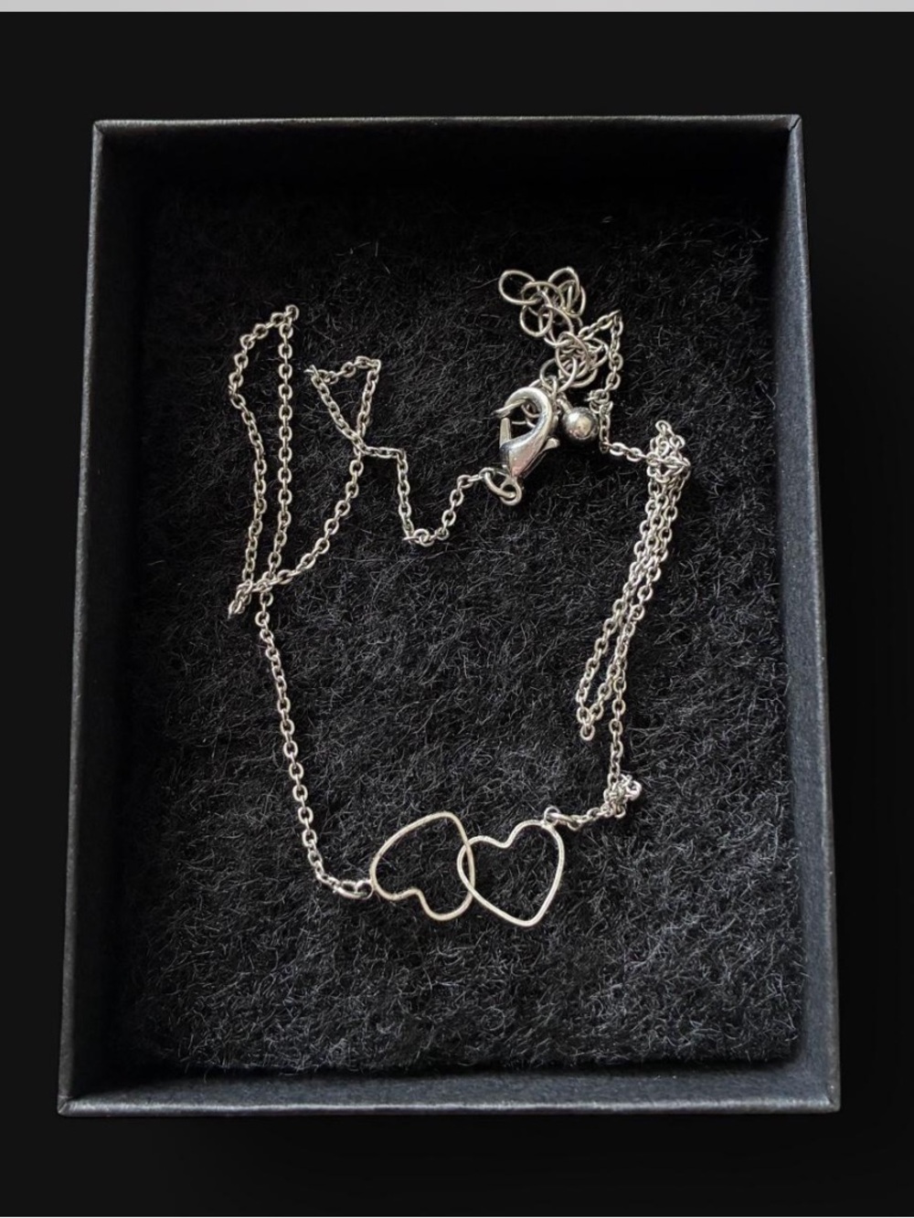 Delicate Double Heart Silver Necklace - Women Jewelry